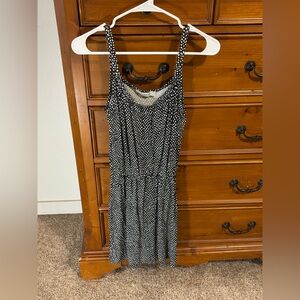 LOFT Black and White Spotted Mini Dress
